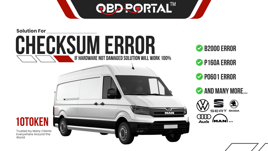 Solve B2000, P160A, and P0601 checksum errors on all VAG modules with only 1 click.